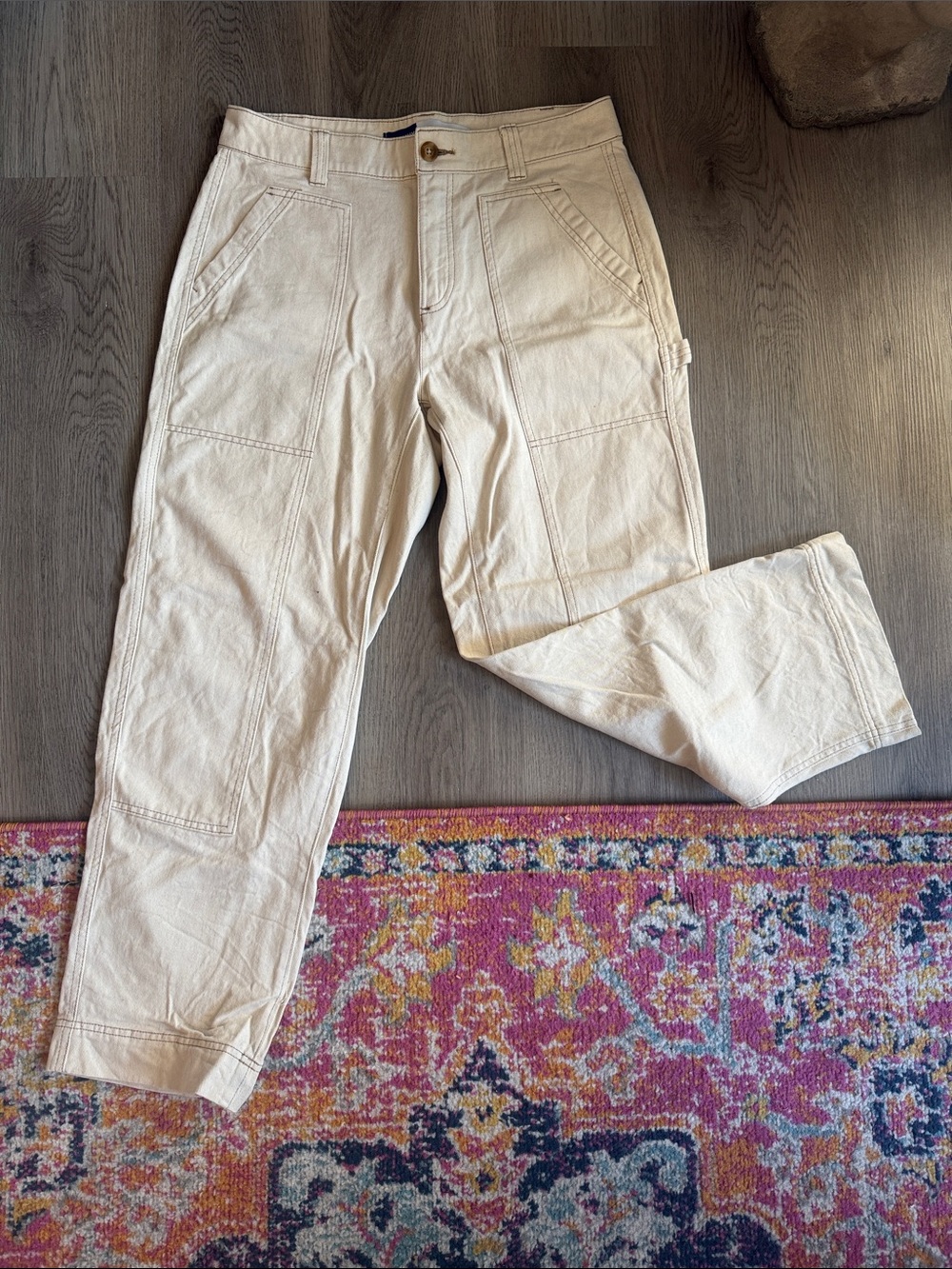 Old Navy Beige Straight-Leg Utility Pants